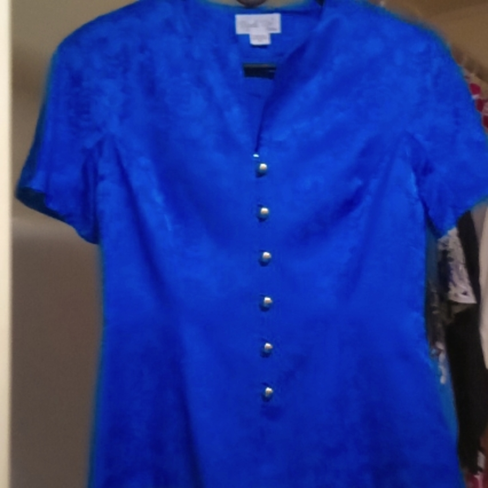 Papell Too, Blue, 100%Real Silk,  Size 10